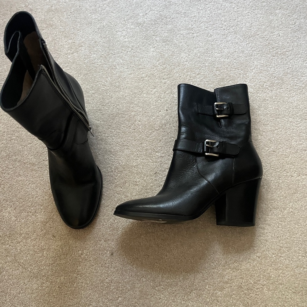 Michael Kors Black Heeled Boots with Buckle Detail
